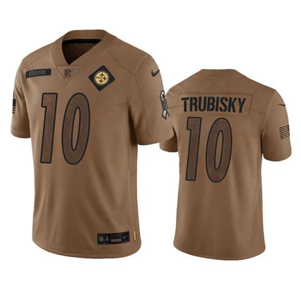 Men's Pittsburgh Steelers #10 Mitch Trubisky 2023 Brown Salute To Service Limited Football Stitched Jersey Dyin